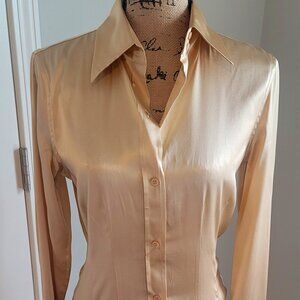 MODA Int'l Gold Silk Shirt/Bodysuit (Size SMALL)